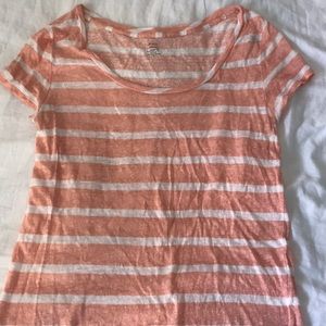 LOFT pink and white striped shirt